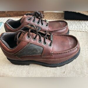 Rockport Rugged maroon burgandy leather Hydroshield Waterproof shoe Mens 7 wide